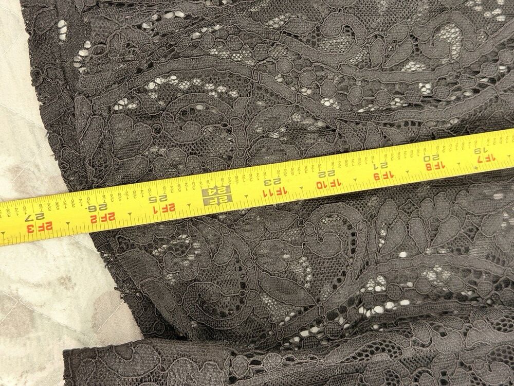 White House Black Market Black Lace Button Down Shirt Women L Sheer Long Sleeve - Picture 4 of 7